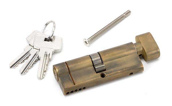 Aged Brass 40/40 5pin Euro Cylinder/Thumbturn