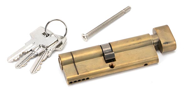 Aged Brass 45/45 5pin Euro Cylinder/Thumbturn