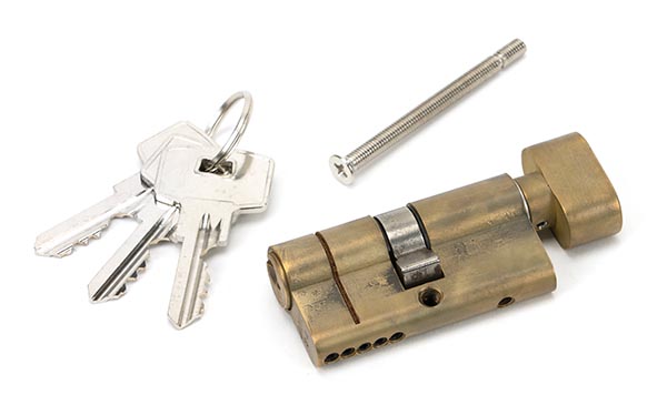 Aged Brass 30/30 5pin Euro Cylinder/Thumbturn KA