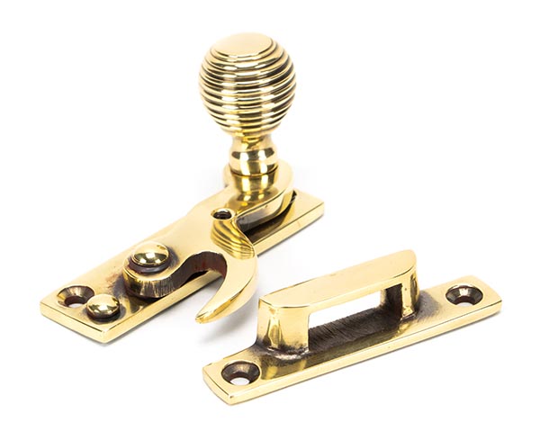 Aged Brass Beehive Sash Hook Fastener