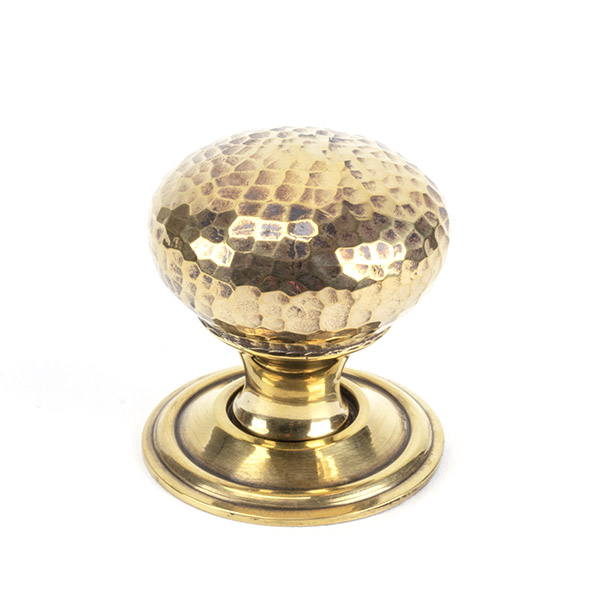 Aged Brass Hammered Mushroom Cabinet Knob 32mm
