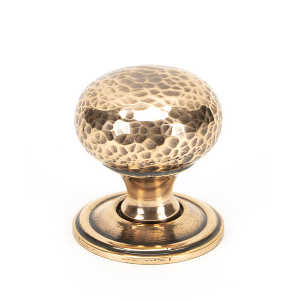 Polished Bronze Hammered Mushroom Cabinet Knob 32mm