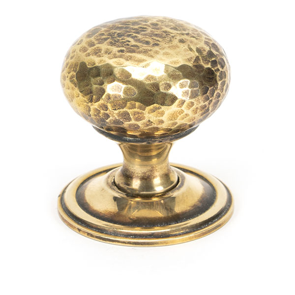Aged Brass Hammered Mushroom Cabinet Knob 38mm