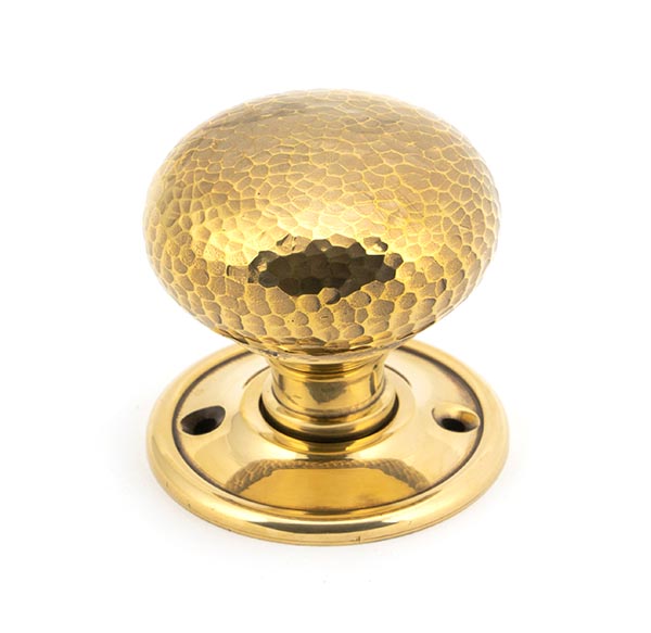 Aged Brass Hammered Mushroom Mortice/Rim Knob Set