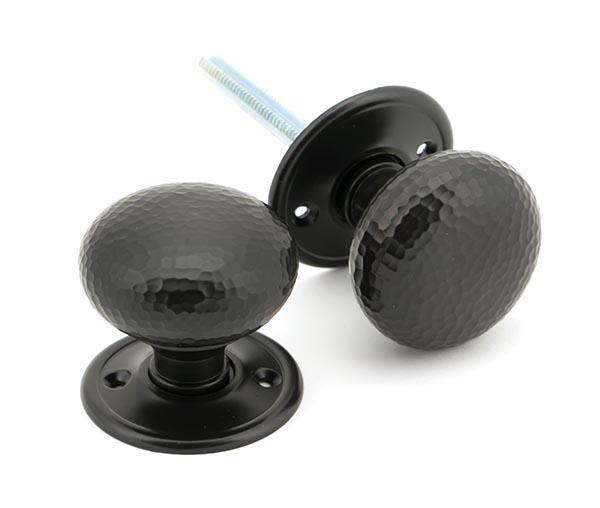 Aged Bronze Hammered Mushroom Mortice/Rim Knob Set