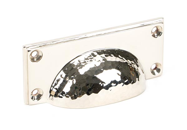 Polished Nickel Hammered Art Deco Drawer Pull