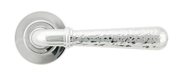 Polished Chrome Hammered Newbury Lever on Rose Set (Plain)