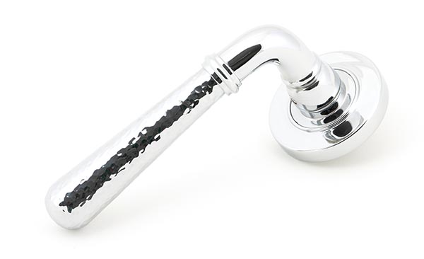 Polished Chrome Hammered Newbury Lever on Rose Set (Plain)