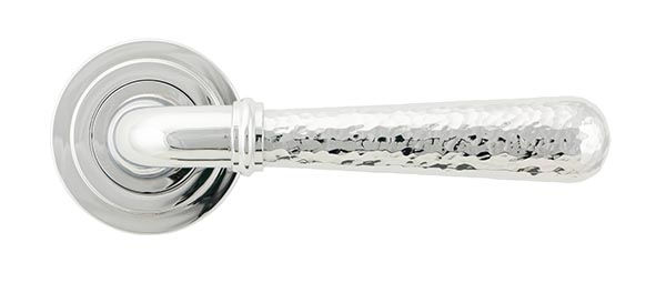 Polished Chrome Hammered Newbury Lever on Rose Set (Art Deco)