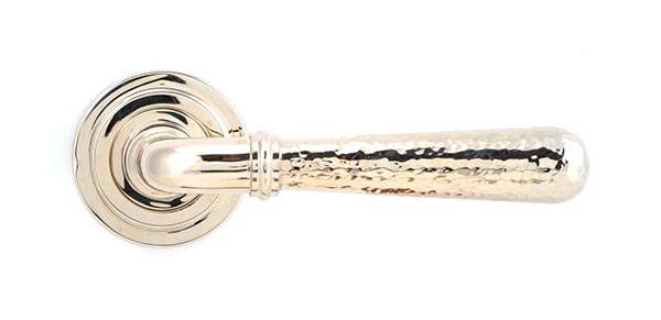 Polished Nickel Hammered Newbury Lever on Rose Set (Art Deco)