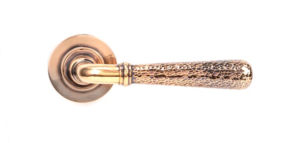 Polished Bronze Hammered Newbury Lever on Rose Set (Plain)