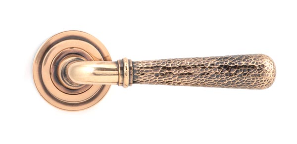 Polished Bronze Hammered Newbury Lever on Rose Set (Art Deco)