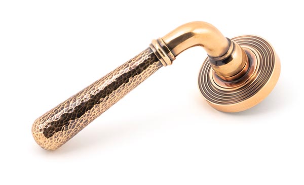 Polished Bronze Hammered Newbury Lever on Rose Set (Beehive)
