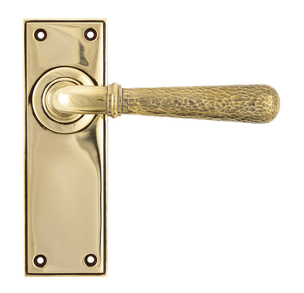 Aged Brass Hammered Newbury Lever Latch Set