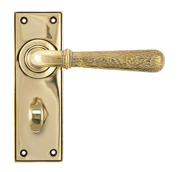 Aged Brass Hammered Newbury Lever Bathroom Set