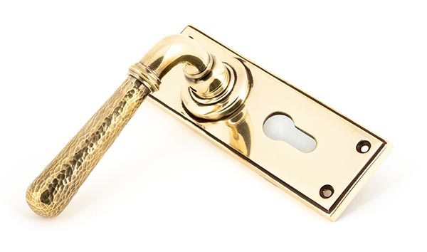 Aged Brass Hammered Newbury Lever Euro Lock Set