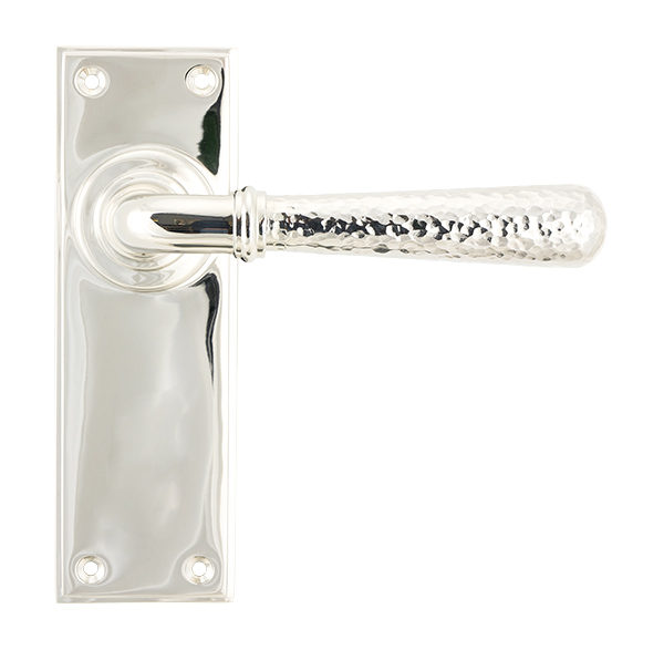 Polished Nickel Hammered Newbury Lever Latch Set