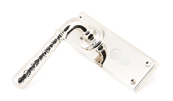Polished Nickel Hammered Newbury Lever Euro Lock Set