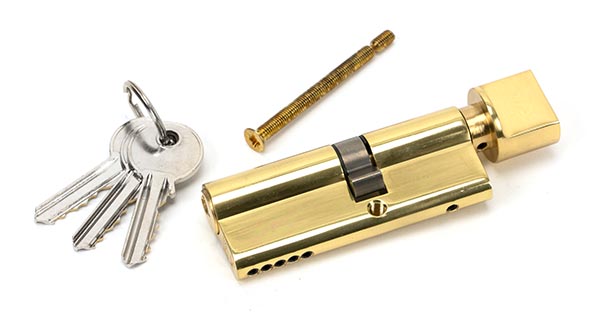 Lacquered Brass 35T/45 5pin Euro Cylinder/Thumbturn