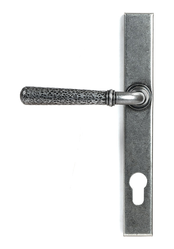 Pewter Hammered Newbury Slimline Espag. Lock Set