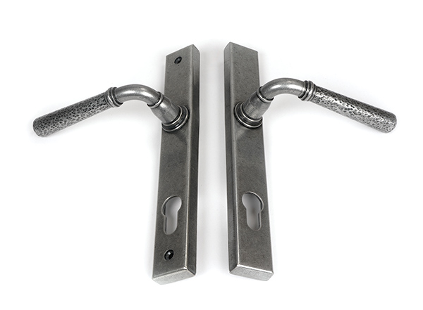 Pewter Hammered Newbury Slimline Espag. Lock Set