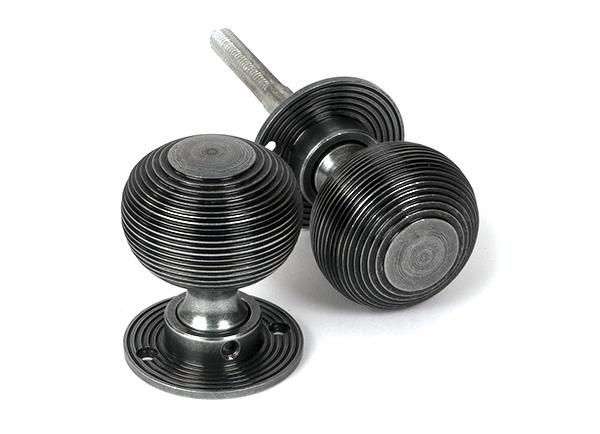 Pewter Heavy Beehive Mortice/Rim Knob Set