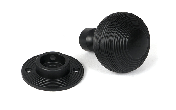 Matt Black Heavy Beehive Mortice/Rim Knob Set