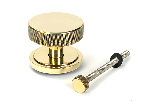 Aged Brass Brompton Centre Door Knob (Art Deco)