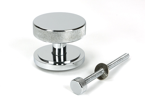 Polished Chrome Brompton Centre Door Knob (Art Deco)