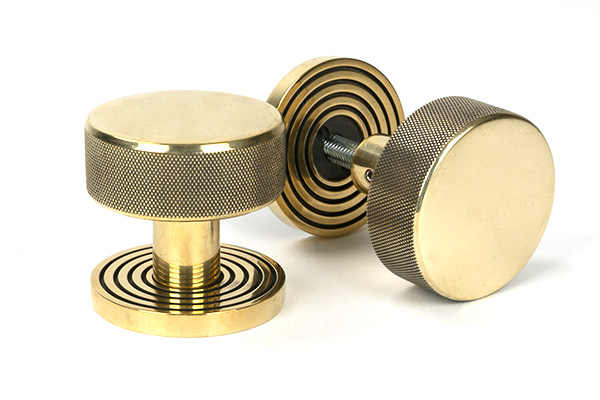 Aged Brass Brompton Mortice/Rim Knob Set (Beehive)