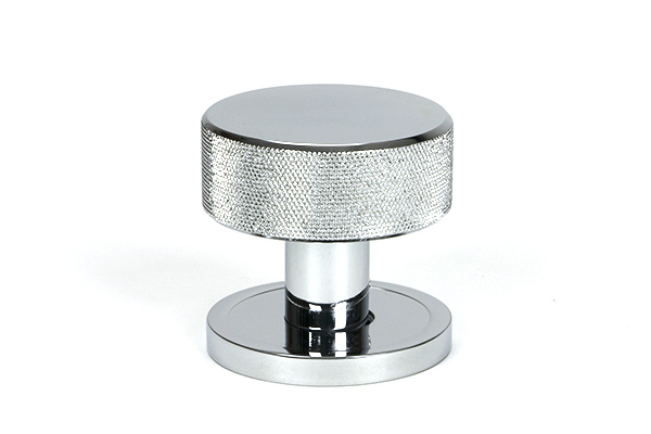 Polished Chrome Brompton Mortice/Rim Knob Set (Plain)