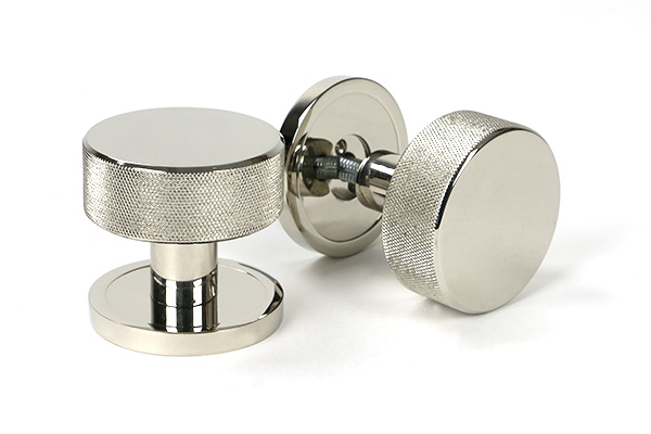 Polished Nickel Brompton Mortice/Rim Knob Set (Plain)