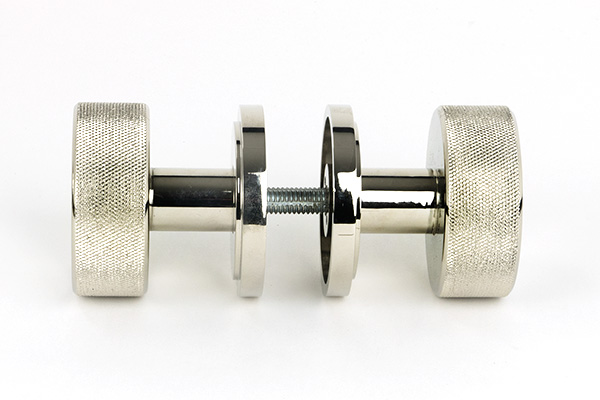Polished Nickel Brompton Mortice/Rim Knob Set (Art Deco)
