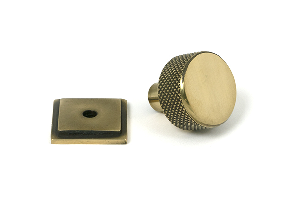 Aged Brass Brompton Cabinet Knob - 25mm (Square)