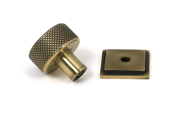 Aged Brass Brompton Cabinet Knob - 25mm (Square)