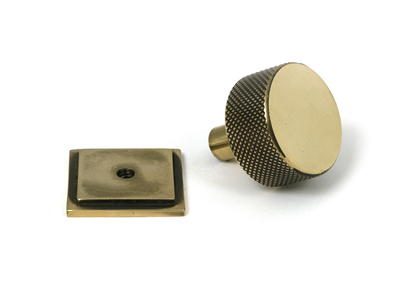 Aged Brass Brompton Cabinet Knob - 32mm (Square)