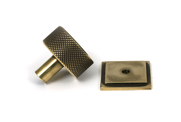 Aged Brass Brompton Cabinet Knob - 32mm (Square)