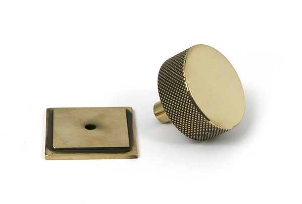 Aged Brass Brompton Cabinet Knob - 38mm (Square)