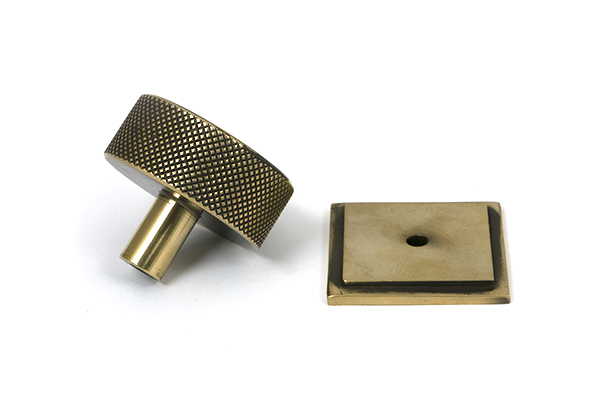 Aged Brass Brompton Cabinet Knob - 38mm (Square)