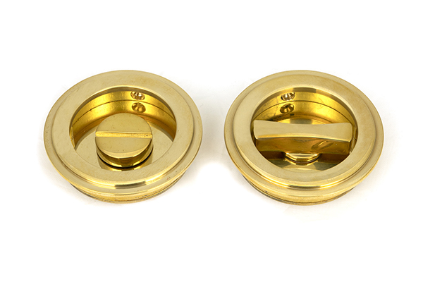 Polished Brass 60mm Art Deco Round Pull - Privacy Set