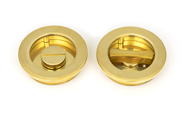 Polished Brass 60mm Plain Round Pull - Privacy Set