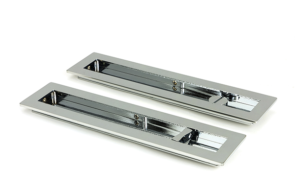Polished Chrome 250mm Plain Rectangular Pull - Privacy Set