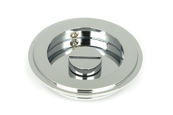 Polished Chrome 75mm Art Deco Round Pull - Privacy Set