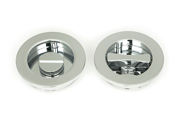 Polished Chrome 60mm Plain Round Pull - Privacy Set