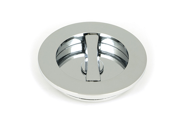 Polished Chrome 75mm Plain Round Pull - Privacy Set