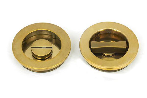 Aged Brass 60mm Plain Round Pull - Privacy Set