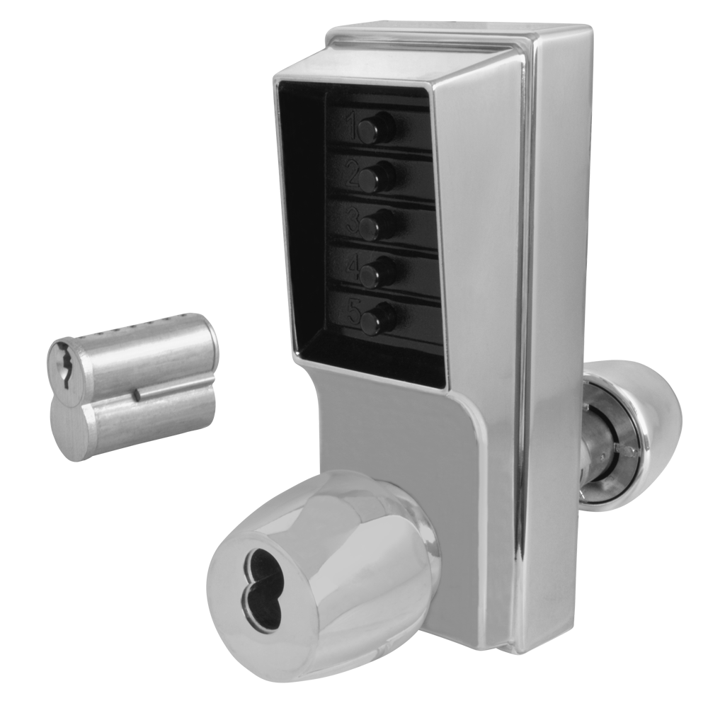 DORMAKABA Series 1000 1041B Knob Operated Digital Lock With Key Override & Passage Set - SC With Cylinder 1041B-26D