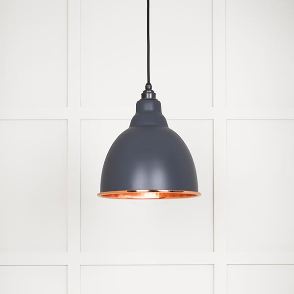 Hammered Copper Brindley Pendant in Slate