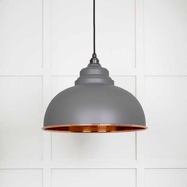 Hammered Copper Harborne Pendant in Bluff