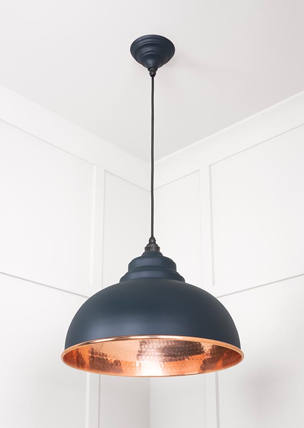 Hammered Copper Harborne Pendant in Soot